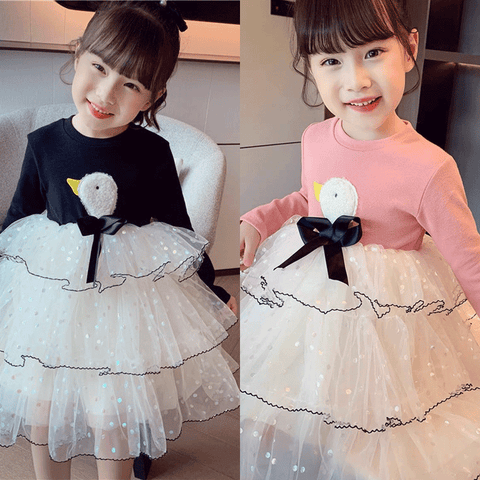 [363407] - Dress Fashion Anak Perempuan - Motif White Swan