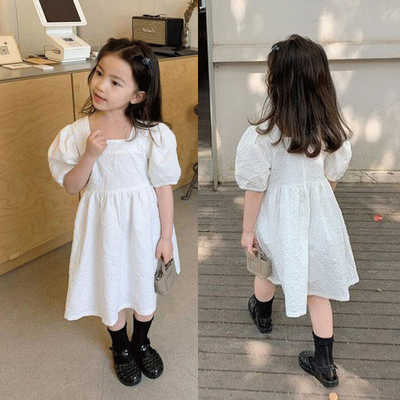 [507373] - Dress Fashion Anak Perempuan Import - Motif Plain Color