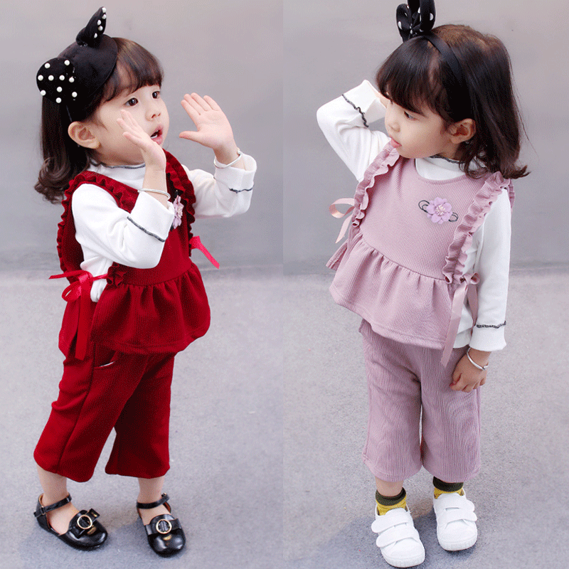 [340127] - Setelan Kaos 3 In 1 Fashion Anak Perempuan - Motif Tassel Flower