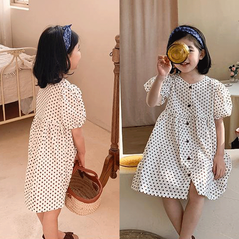 [507295] - Dress Fashion Anak Perempuan Import - Motif Freckles
