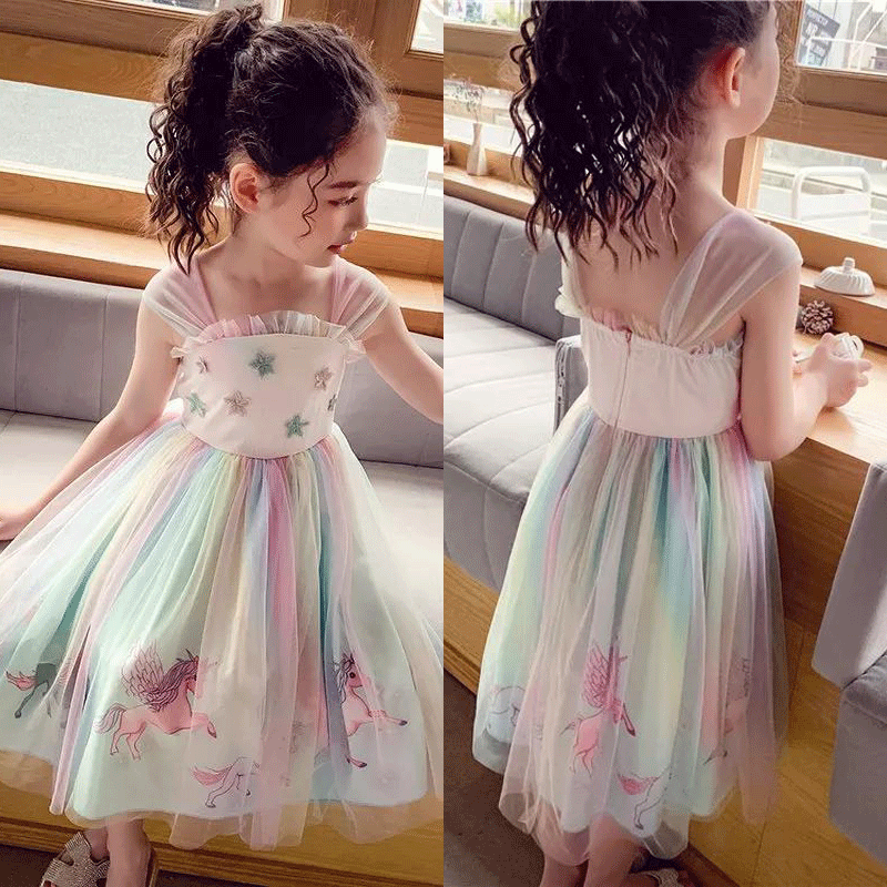 [363386] - Dress Fashion Anak Perempuan - Motif Rainbow Unicorn