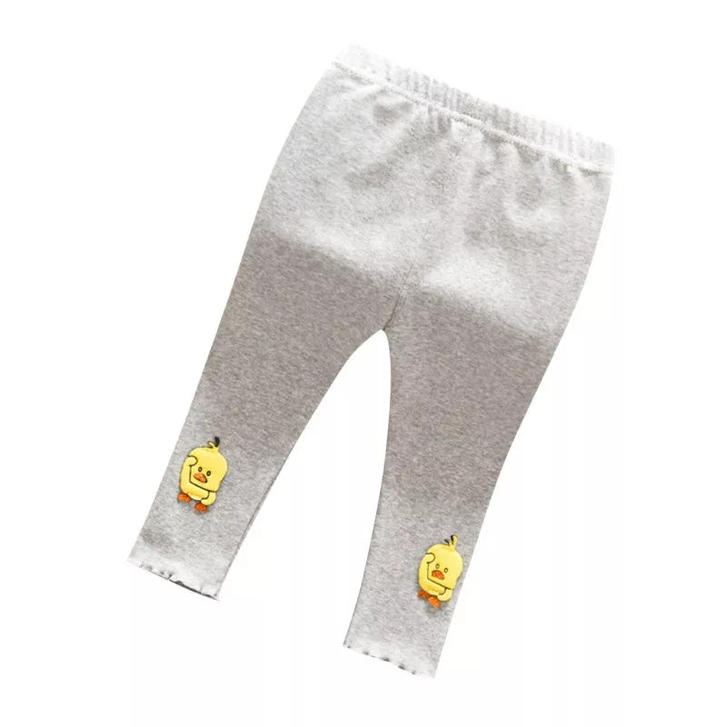 [102226-GRAY] - Celana Legging Imut Anak Perempuan Import - Motif Bordir Cute Duck