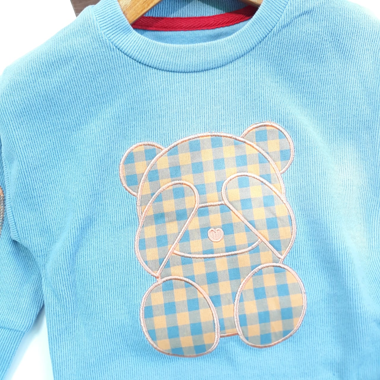 [364137] - Setelan Premium Sweater Anak / Setelan Import - Motif Tartan Bear