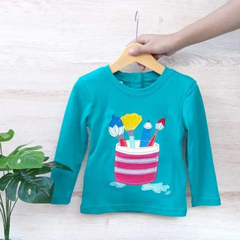 [354625] - Atasan Kaos Anak / Atasan Summer Anak Kekinian - Motif Bordir Color Brush