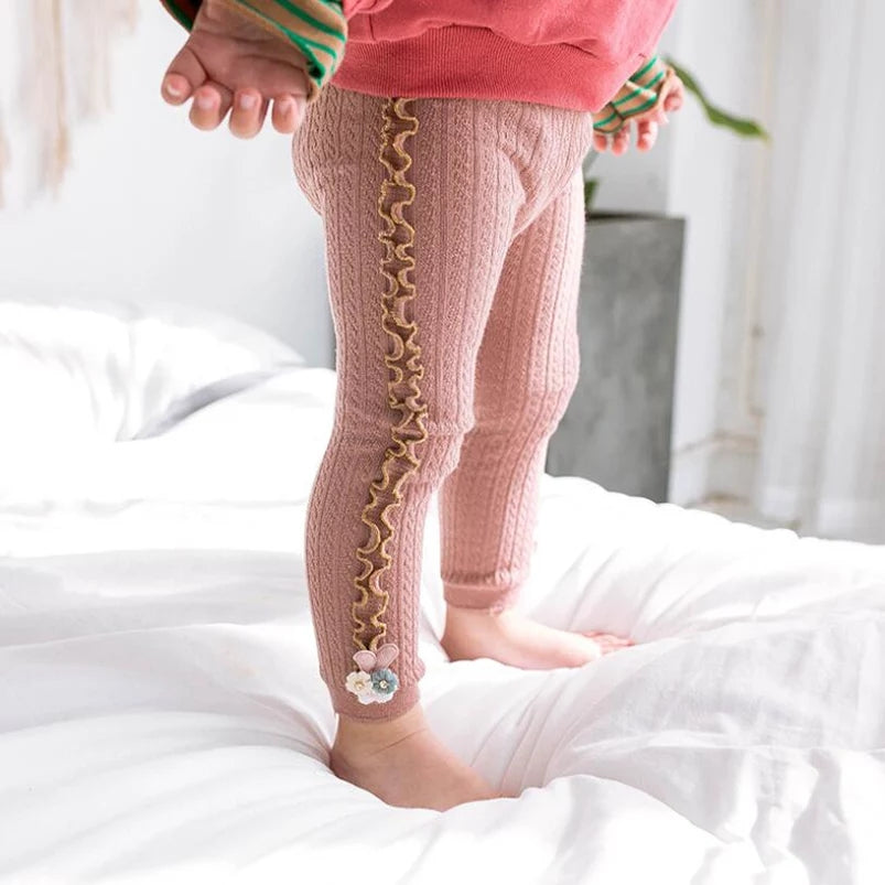 [375127-MUSTARD] - Celana Legging 3D Anak Perempuan Import - Motif Little Rabbit