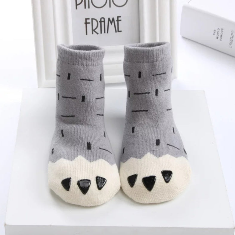 [375166-GRAY] - Kaos Kaki Bayi Lucu / Kaos Kaki Anak Import - Motif Animal Foot