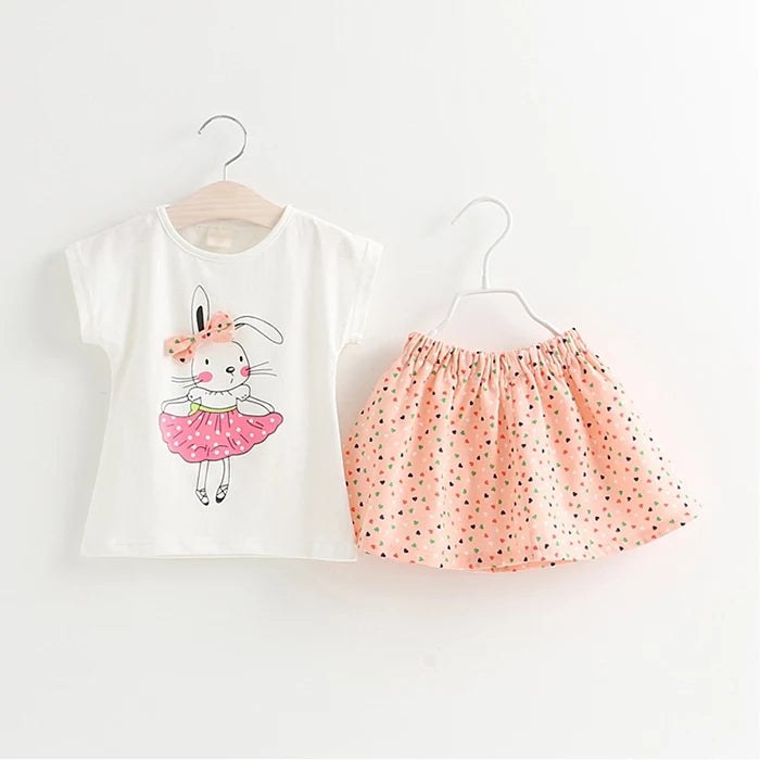 [363286-PINK] - Setelan Modis Anak Perempuan - Motif 3D Ribbon Rabbit