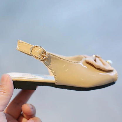 [381122-CREAM] - Flat Shoes / Sepatu Sandal Anak Import - Motif Diamond Ribbon