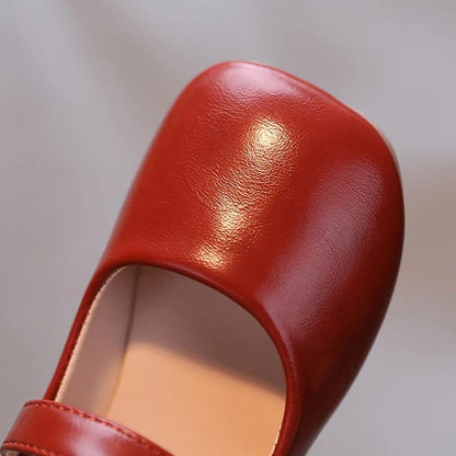 [381128-RED] - Sepatu Slip On Anak Import - Motif Plain Glossy