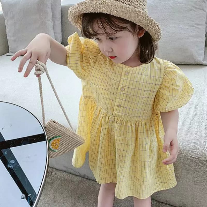 [507383] - Dress Fashion Anak Perempuan - Motif Grid Check