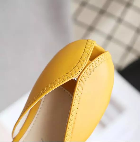 [381120-MUSTARD] - Flat Sandal Selop Anak Perempuan Import - Motif Zig Zag Stitch