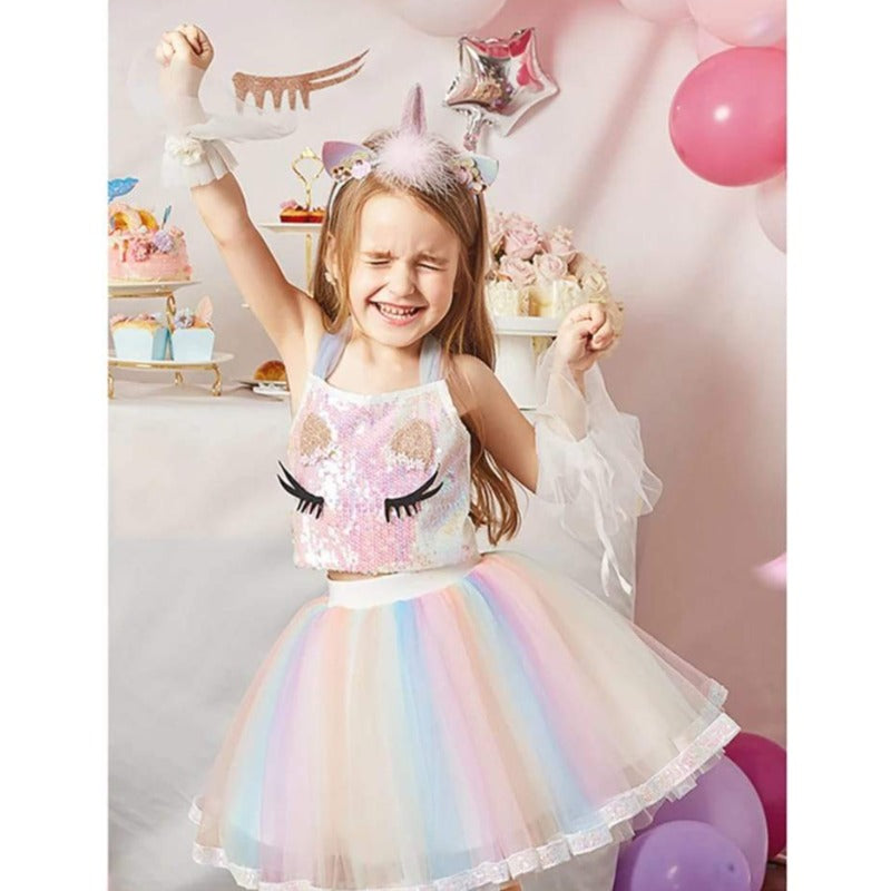 [363290] - 3D Setelan Fashion Anak Perempuan - Motif 3D Rainbow Bead