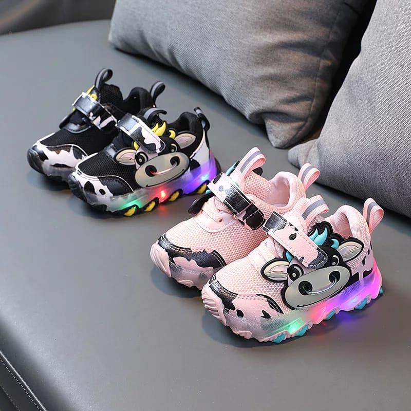 [343203] - Sepatu Lampu / Sepatu Trendy Anak Import - Motif Cool Cow