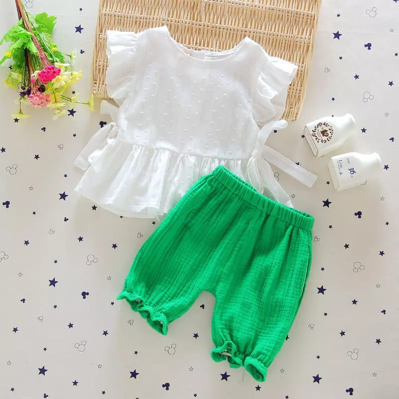 [102371] - Baju Setelan Kutung Anak Perempuan Import  - Motif Waist Strap