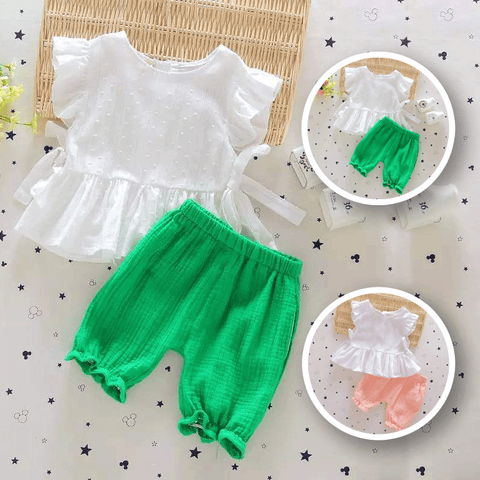 [102371] - Baju Setelan Kutung Anak Perempuan - Motif Waist Strap