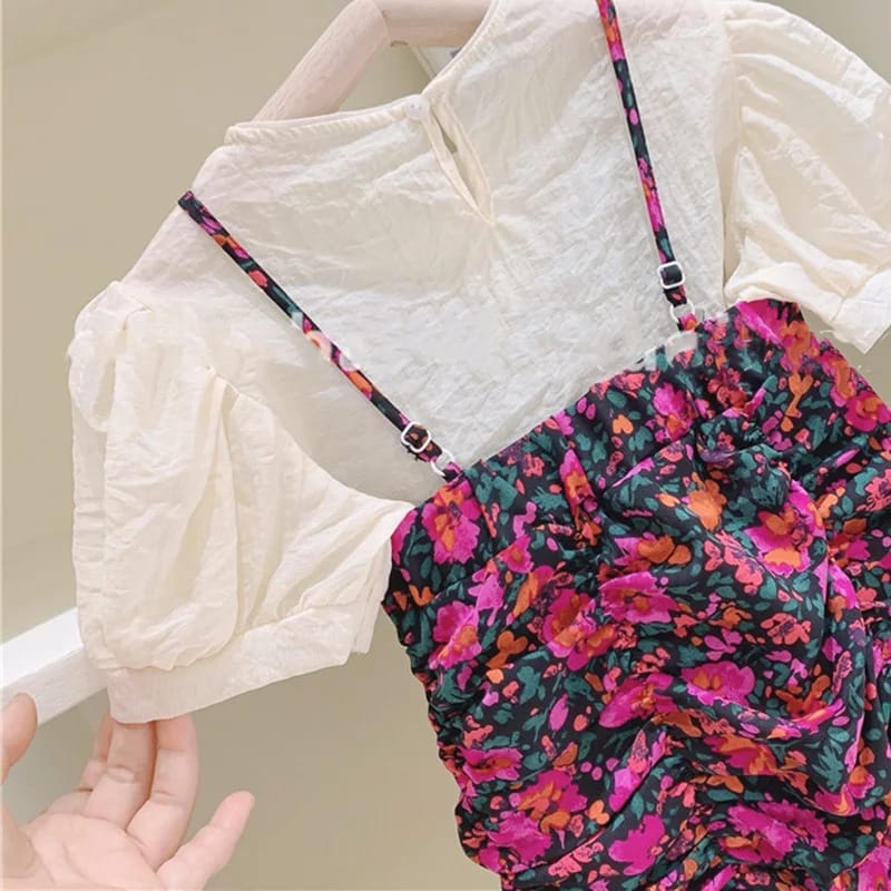[363436] - Oneset Floral Klasik Cewek Baju Fashion Dress Fashionable Anak Perempuan Tanggung Cewek - Motif Little Flower