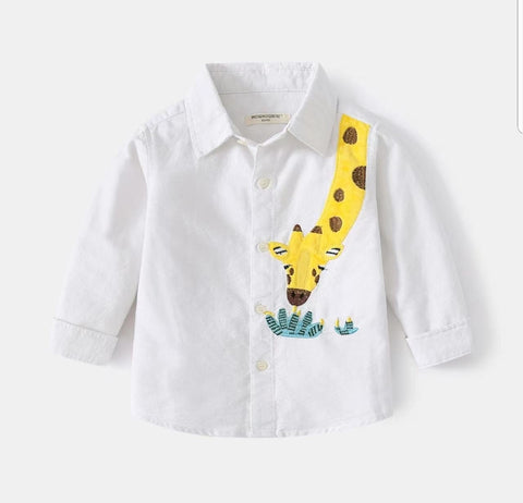 [513531] - Atasan Kemeja Anak Trendy - Motif Grass Giraffe