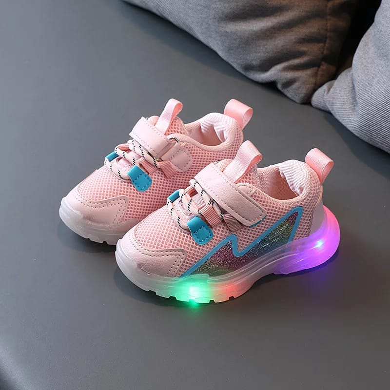 [343231] - Sepatu Lampu Fashion Trendy Anak Import - Motif Color Net
