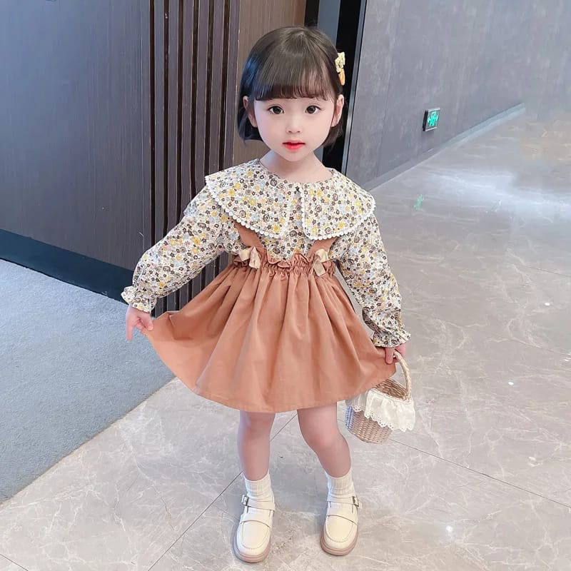 [363425] - Setelan Ootd Suspender Fashion Anak Perempuan - Motif Little Flower