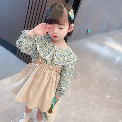 [363425] - Setelan Ootd Suspender Fashion Anak Perempuan - Motif Little Flower