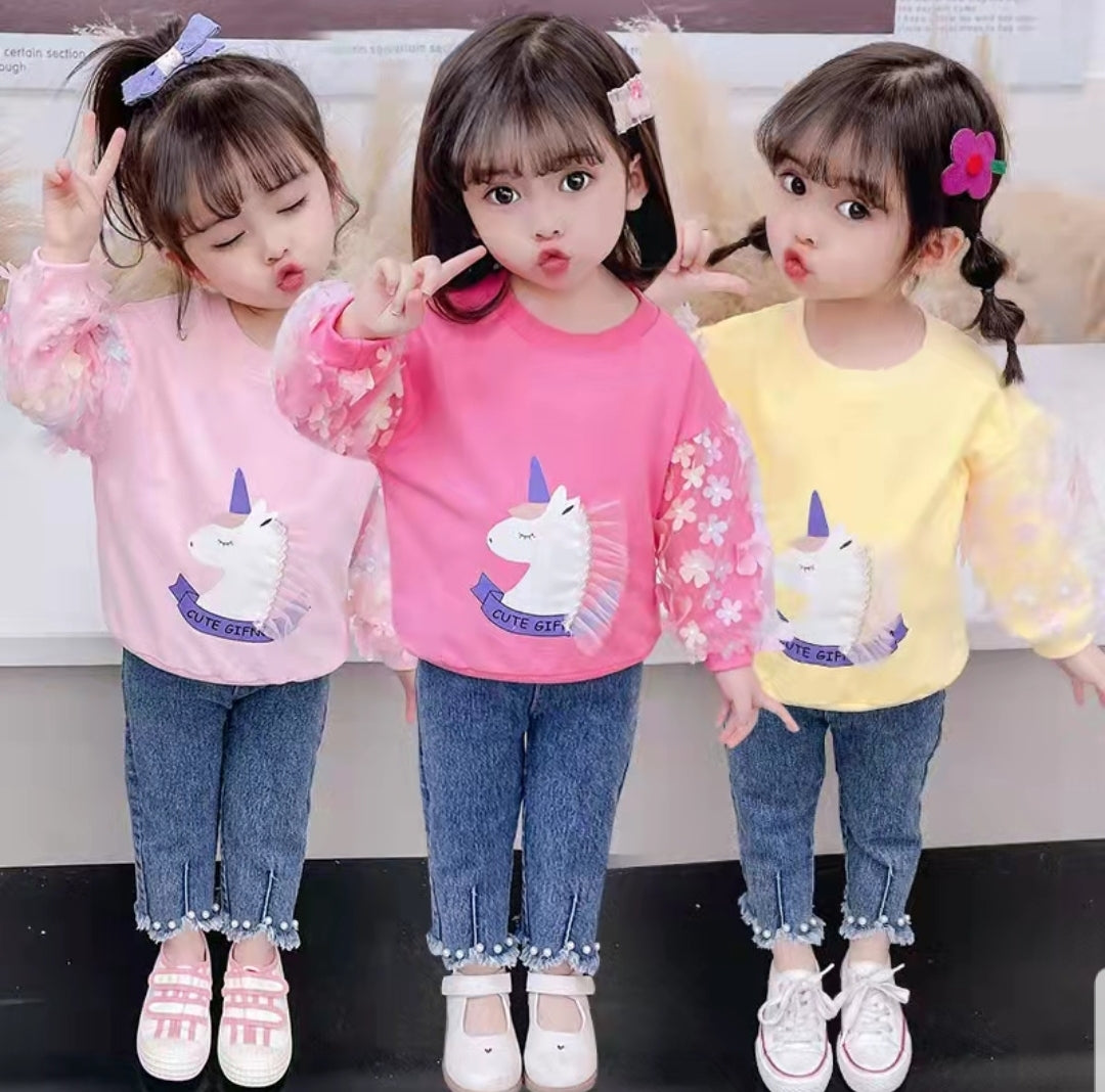 [001341] - Setelan Sweater Fashion Anak Perempuan - Motif Horned Horse