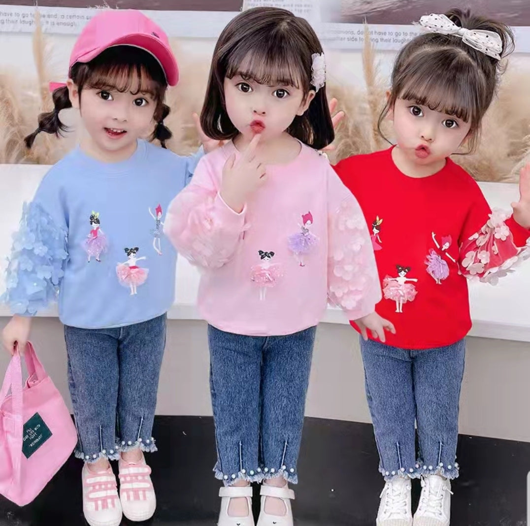 [001340] - Import Setelan Sweater Fashion Anak Perempuan - Motif Three Princess
