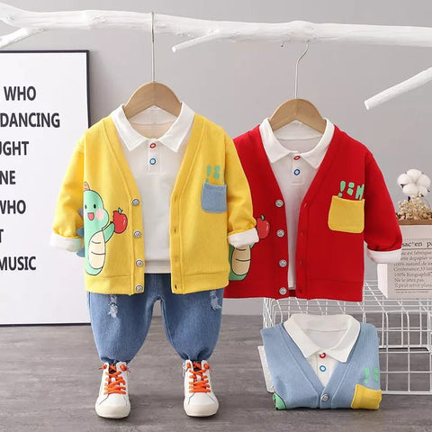 [345288] - Setelan Jaket 3D Anak 3 in 1 - Motif Apple Dino