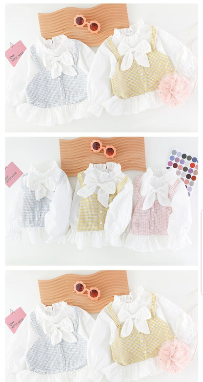 [001390] - Setelan Blouse Celana Panjang Jeans Cutbray Anak Perempuan - Motif Abstract Vest