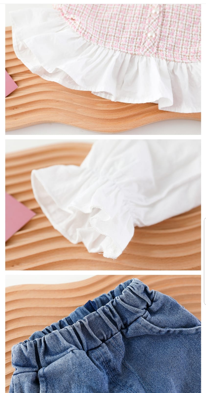[001390] - Setelan Blouse Celana Panjang Jeans Cutbray Anak Perempuan - Motif Abstract Vest