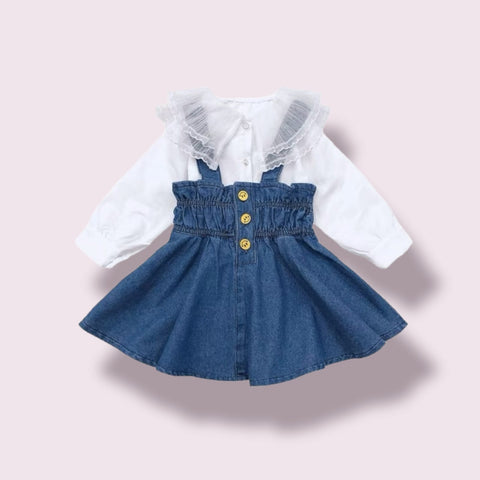 [363398] - Setelan Suspender Rok Fashion Anak Perempuan - Motif Transparent Collar