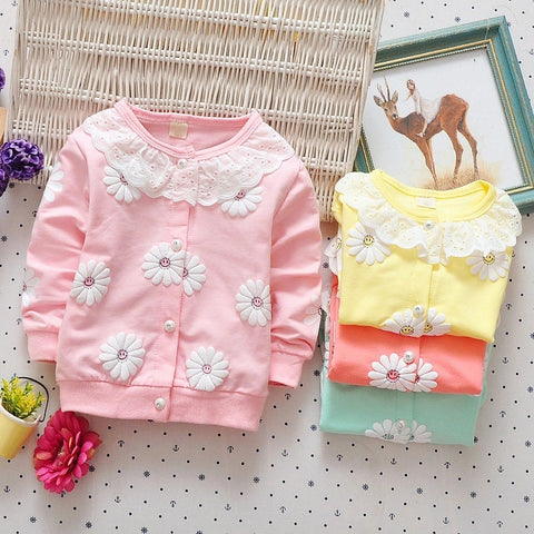 jual [102136] - Jaket Cardigan Autumn Anak Perempuan - Motif Renda Bunga [B1044] 