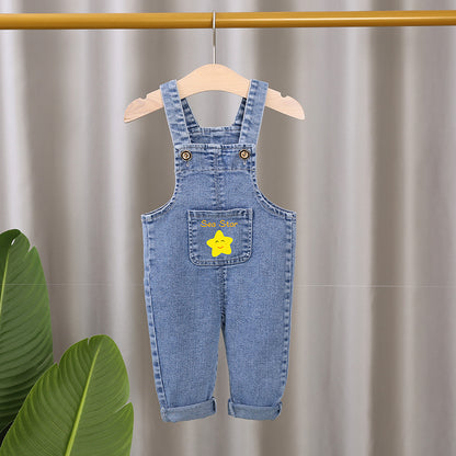 [102372] - Bawahan Celana Overall Jeans Kodok Anak Cewek - Motif Pocket Picture