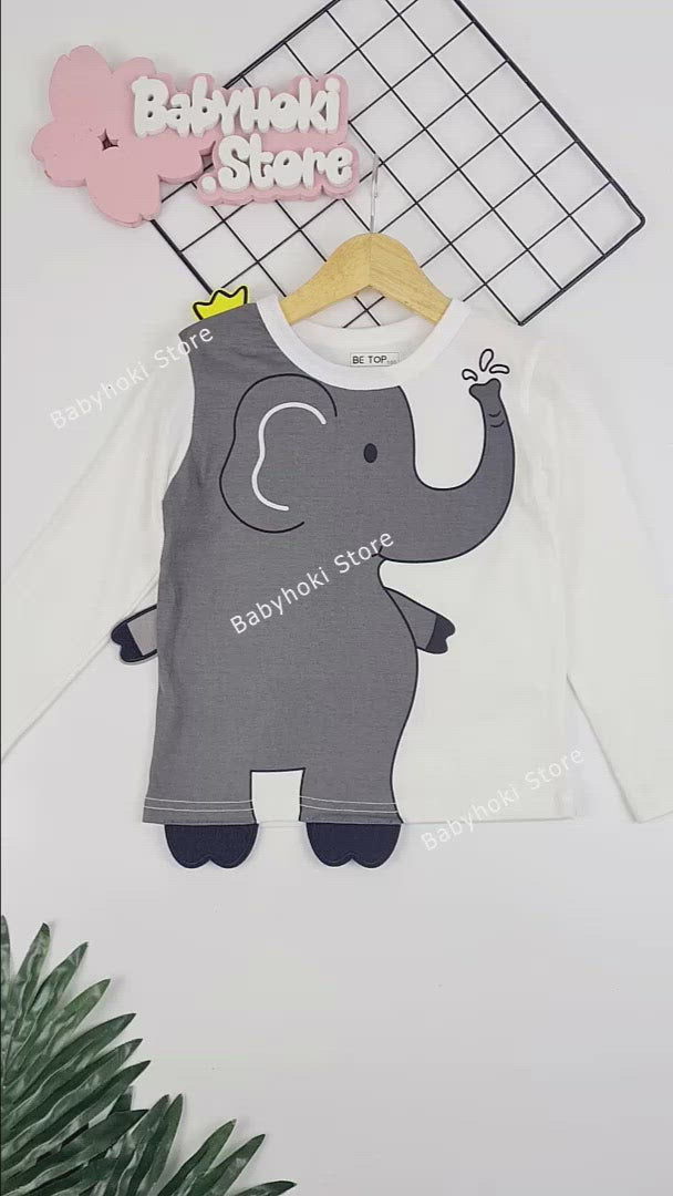 [370199-ELEPHANT] - Atasan 3D Kaos Trendi Anak Import - Motif Big Elephant