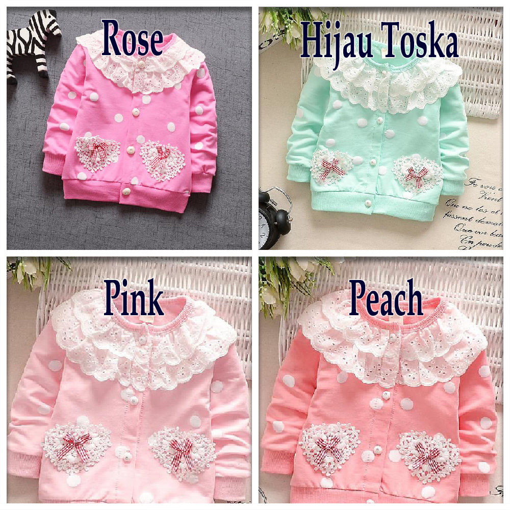 jual [102140] - Jaket Renda Polka Anak Perempuan 9 Bln - 3 Thn - Color Pastel [B1005] 