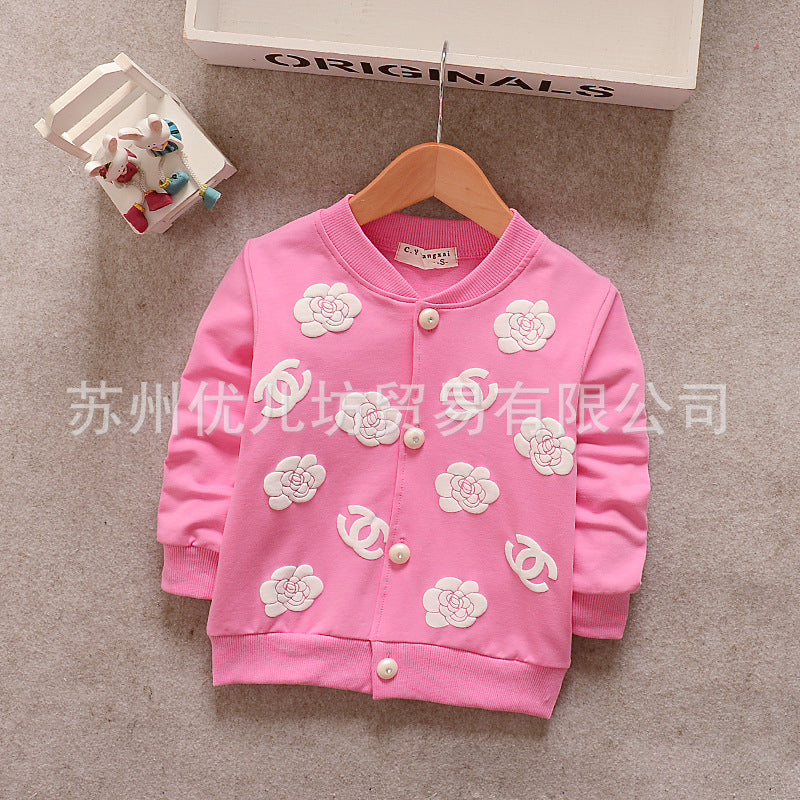 jual [102134] - Jaket Cardigan Anak Perempuan 1-4 Tahun - Motif Flower Rose [B1043] 