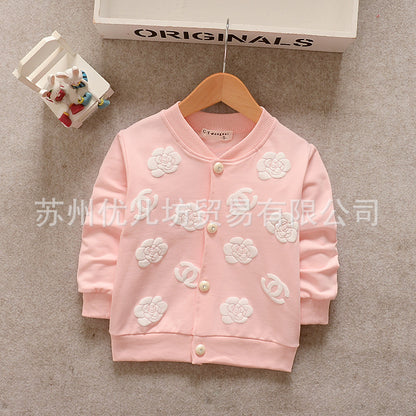 jual [102134] - Jaket Cardigan Anak Perempuan 1-4 Tahun - Motif Flower Rose [B1043] 