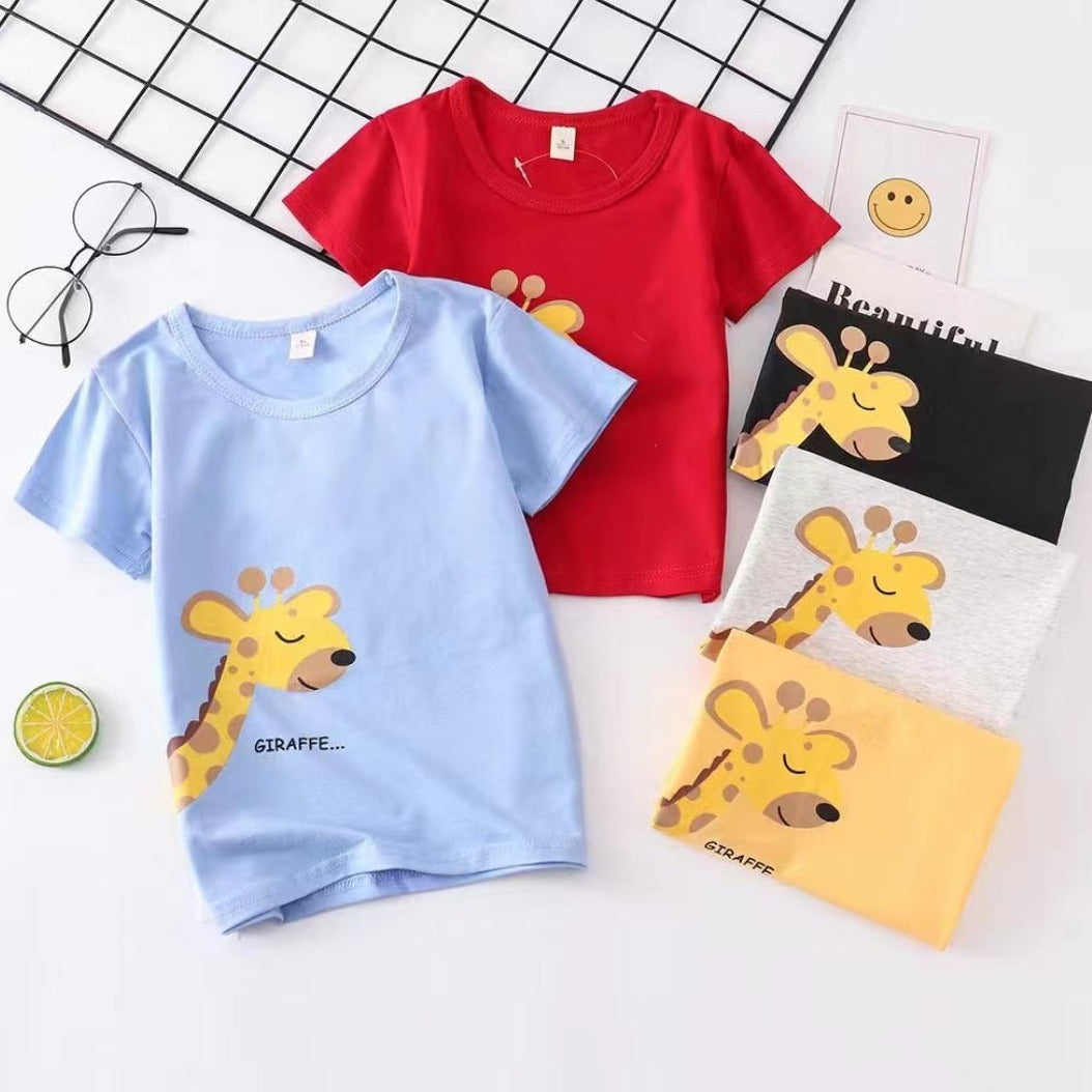 [001430] - Atasan Kaos Lengan Pendek Anak Perempuan - Motif Cute Giraffe