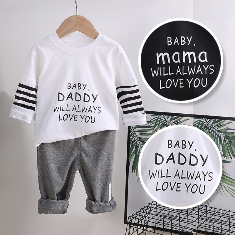 [514161] - Setelan Jogger Style Anak - Motif Baby Mama Daddy