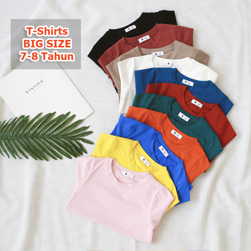 [602101-Big Size All Colors] - Baju Atasan Kaos Lengan Pendek Polos Anak Perempuan - Motif Plain Soft