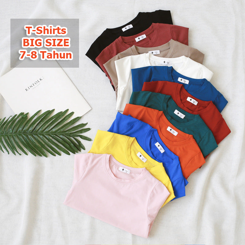 [602101-Big Size All Colors] - Atasan Kaos Polos Import Anak Perempuan - Motif Plain Soft