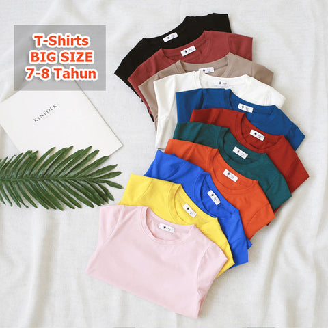 [602101-Big Size All Colors] - Baju Atasan Kaos Lengan Pendek Polos Anak Perempuan - Motif Plain Soft