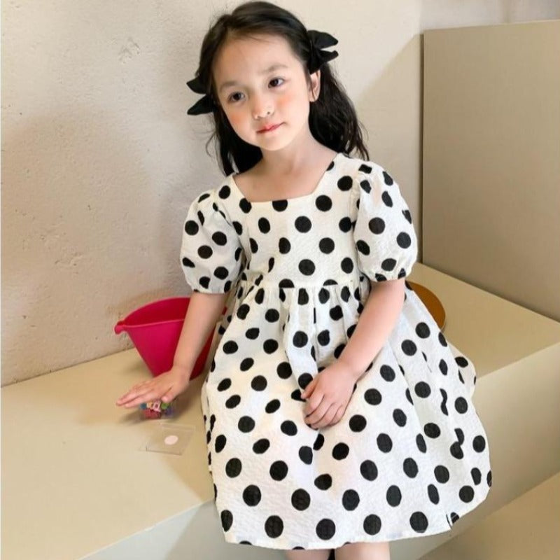 [507275] - Dress Fashion Anak Perempuan Import - Motif Black Circle