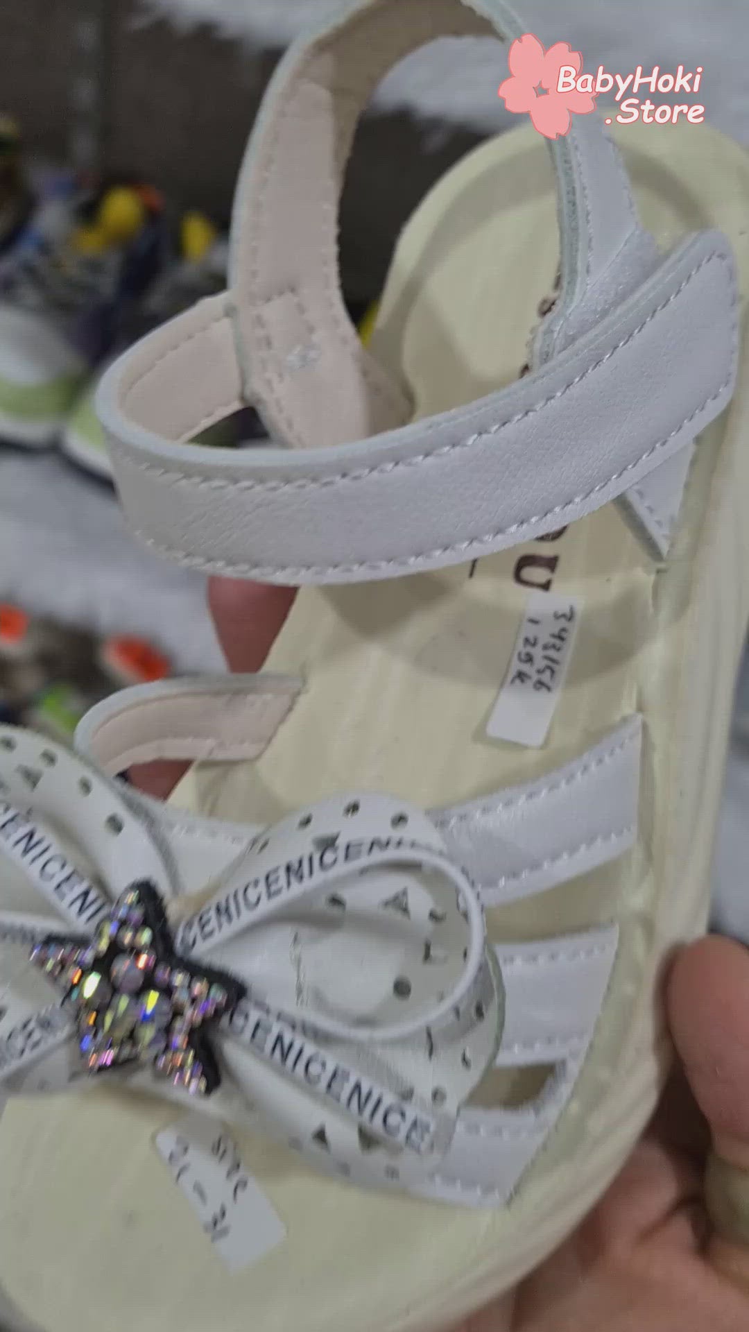 [343156-WHITE] - Sepatu Sandal Anak Import - Motif Ribbon Star