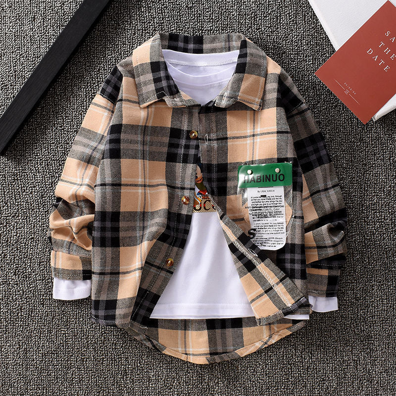 [515117] - Import Atasan Kemeja Trendi Anak - Motif Modern Tartan