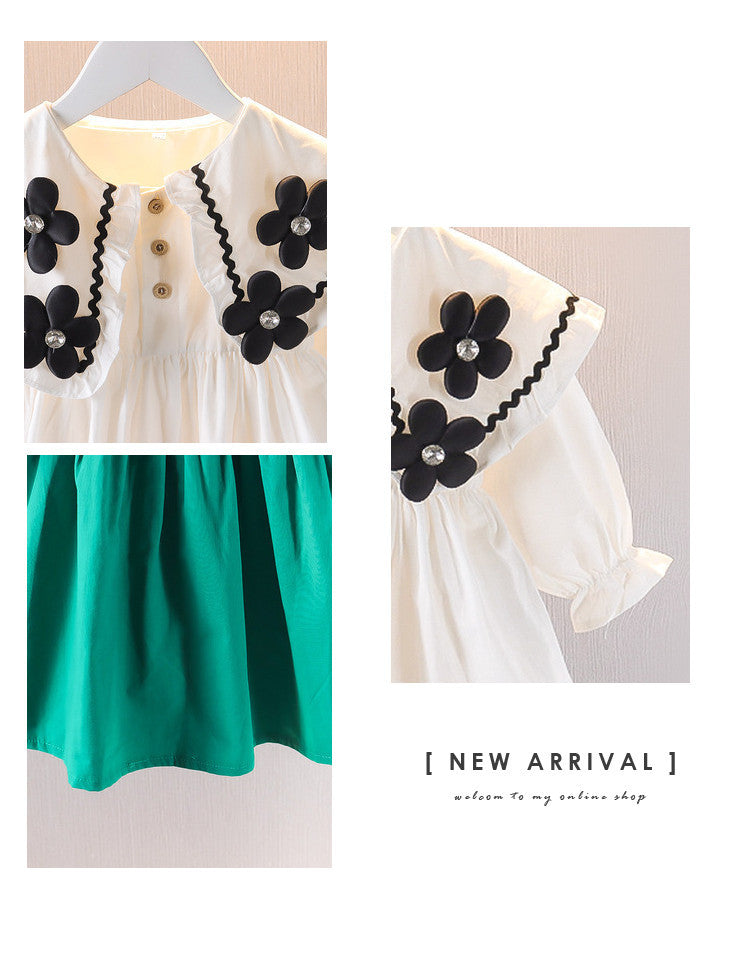 [352340] - Mini Dress Lengan Panjang Anak Perempuan - Motif Zigzag Flower