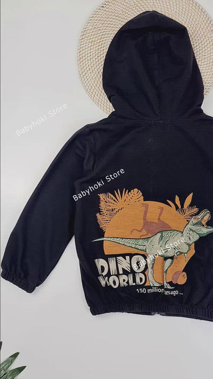 [370139] - Jaket Hoodie Anak / Jaket Atasan Anak Import - Motif Dino World