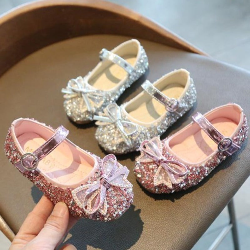 [381157] - Sepatu Pesta Slip On Anak Import - Motif Glitter Ribbon