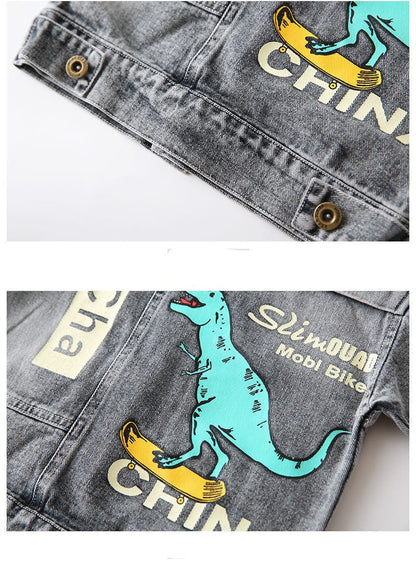 [119278] - Jaket Jeans Style Anak - Motif Little Dino