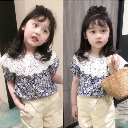 [507391] - Atasan Blouse Fashion Anak Perempuan - Motif Lace Collar