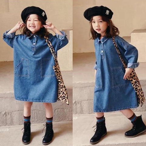 [507385] - Dress Fashion Anak Perempuan - Motif Denim